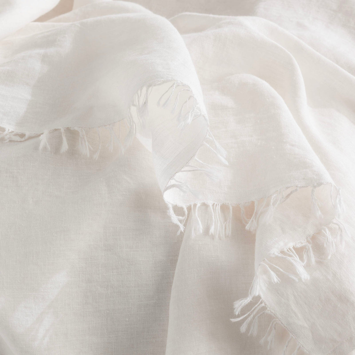 Renee Taylor Cavallo Stonewashed French Linen Decorative Throw Blanket - White (130 x 200cm)