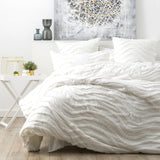 Cloud Linen Wave Vintage Washed Tufted Cotton Chenille Quilt Cover Set - White