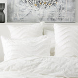 Cloud Linen Wave Vintage Washed Tufted Cotton Chenille Quilt Cover Set - White