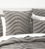 Cloud Linen Wave Vintage Washed Tufted Cotton Chenille Quilt Cover Set - Grey