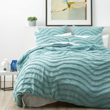 Cloud Linen Wave Vintage Washed Tufted Cotton Chenille Quilt Cover Set - Aqua