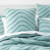 Cloud Linen Wave Vintage Washed Tufted Cotton Chenille Quilt Cover Set - Aqua