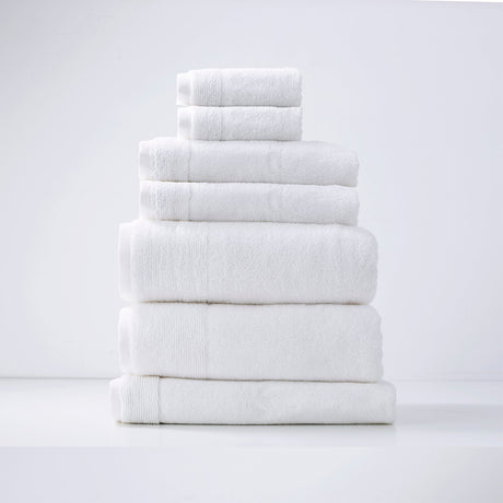 Renee Taylor Aireys 650 GSM Zero Twist Cotton Bath Towel Set - Snow (2 to 14 Piece Packs)
