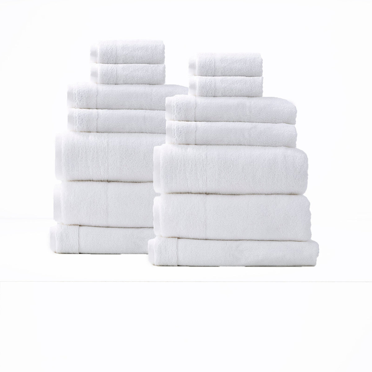 Renee Taylor Aireys 650 GSM Zero Twist Cotton Bath Towel Set - Snow (2 to 14 Piece Packs)