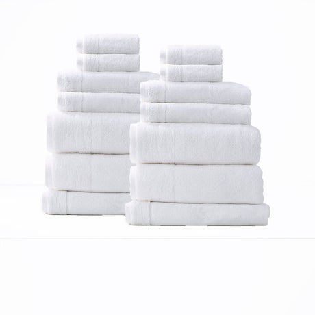 Renee Taylor Aireys 650 GSM Zero Twist Cotton Bath Towel Set - Snow (2 to 14 Piece Packs)