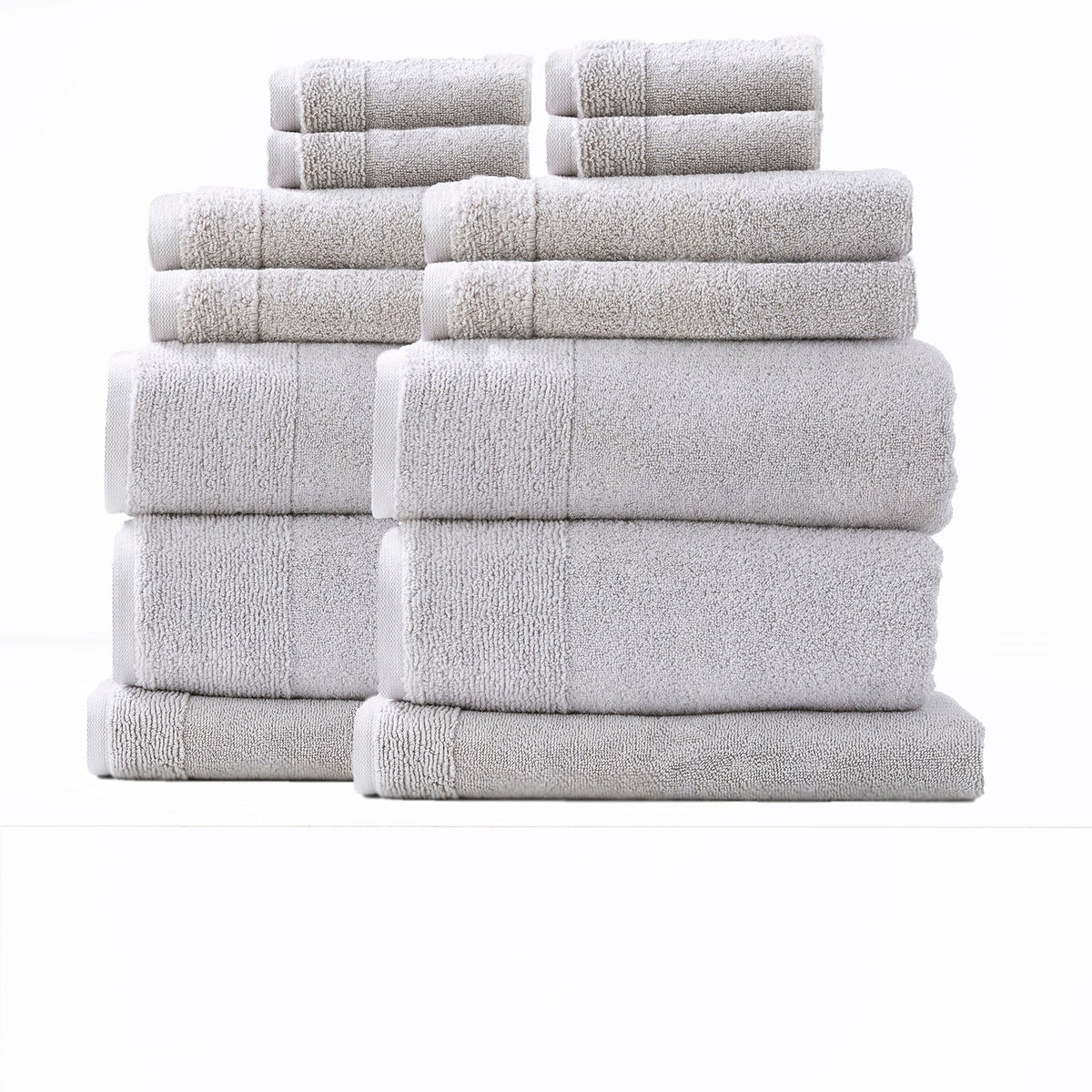 Renee Taylor Aireys 650 GSM Zero Twist Cotton Bath Towel Set - Vapour (2 to 14 Piece Packs)