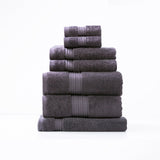 Renee Taylor Brentwood 650 GSM Low Twist Cotton Bath Towel Set - Carbon (2 to 14 Piece Packs)