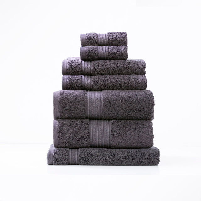 Renee Taylor Brentwood 650 GSM Low Twist Cotton Bath Towel Set - Carbon (2 to 14 Piece Packs)