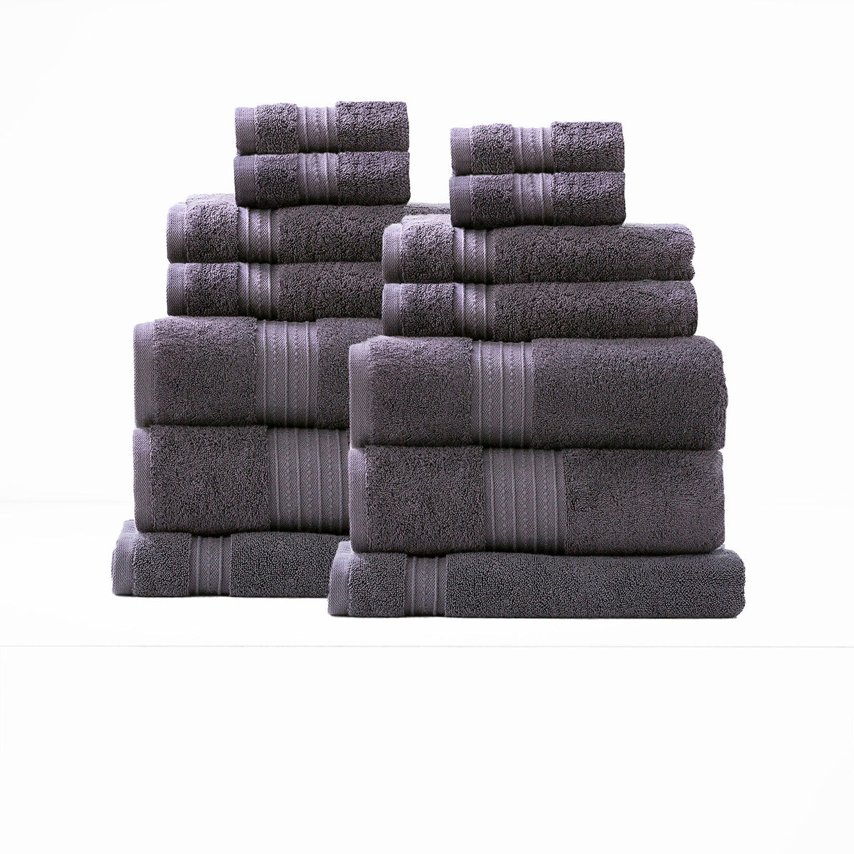 Renee Taylor Brentwood 650 GSM Low Twist Cotton Bath Towel Set - Carbon (2 to 14 Piece Packs)