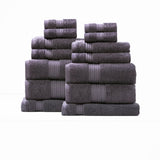 Renee Taylor Brentwood 650 GSM Low Twist Cotton Bath Towel Set - Carbon (2 to 14 Piece Packs)