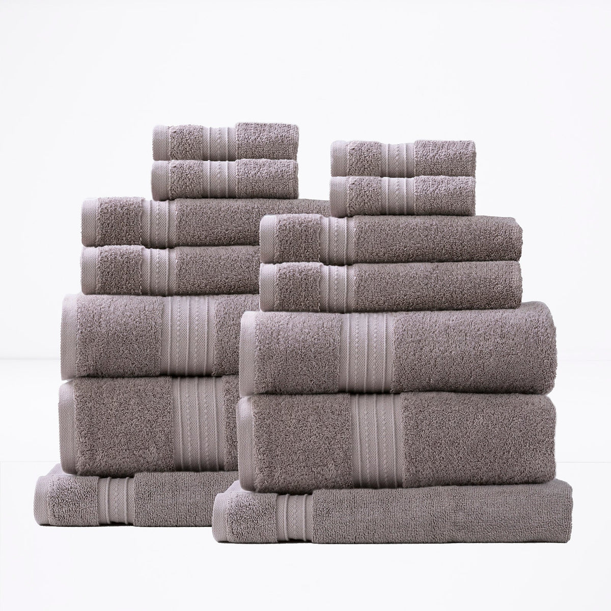 Renee Taylor Brentwood 650 GSM Low Twist Cotton Bath Towel Set - Whisper (2 to 14 Piece Packs)