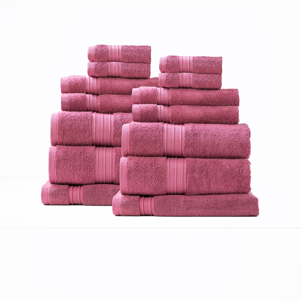 Renee Taylor Brentwood 650 GSM Low Twist Cotton Bath Towel Set - Rosebud (2 to 14 Piece Packs)