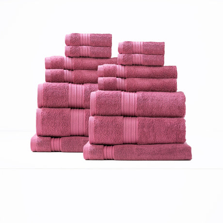 Renee Taylor Brentwood 650 GSM Low Twist Cotton Bath Towel Set - Rosebud (2 to 14 Piece Packs)