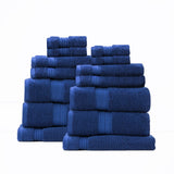 Renee Taylor Brentwood 650 GSM Low Twist Cotton Bath Towel Set - Royal (2 to 14 Piece Packs)