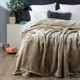 Renee Taylor Heavy Weight Acrylic Mink Blanket - Taupe (220 x 240cm)