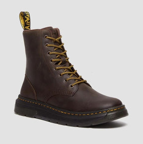 Dr. Martens Crewson 8 Eye Crazy Horse Leather Boots Combat Shoes - Dark Brown - UK 11