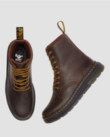 Dr. Martens Crewson 8 Eye Crazy Horse Leather Boots (Combat Shoes) - Dark Brown