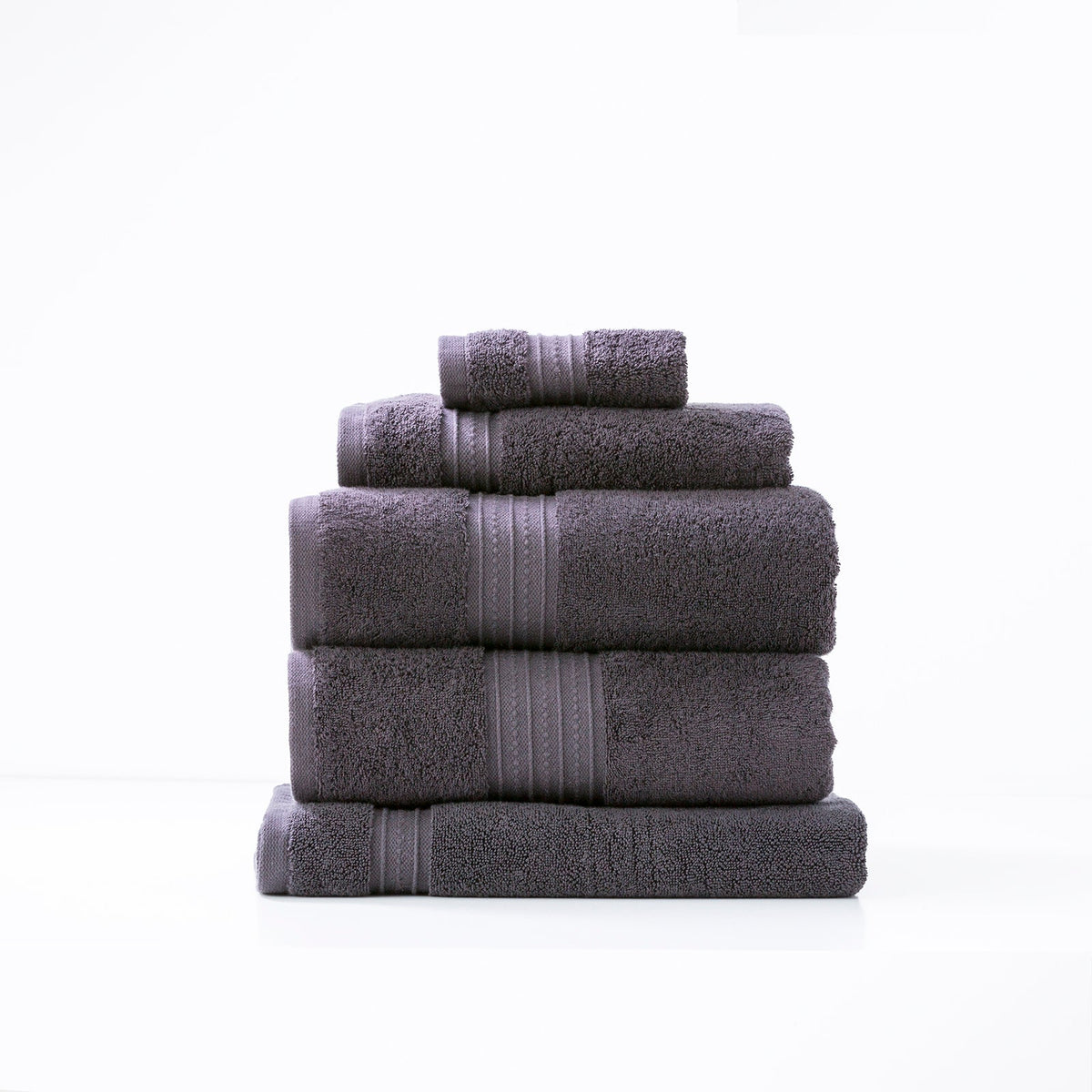 Renee Taylor Brentwood 650 GSM Low Twist Cotton Towels - Carbon (Bath, Hand & Face Towel/Bath Sheet & Bath Mat)