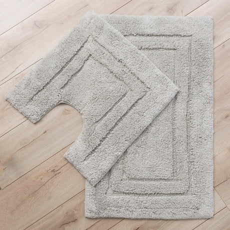 Renee Taylor 2200 GSM Tufted Cotton Bath Mat Set - Linen (2 Piece with Contour Pedestal)