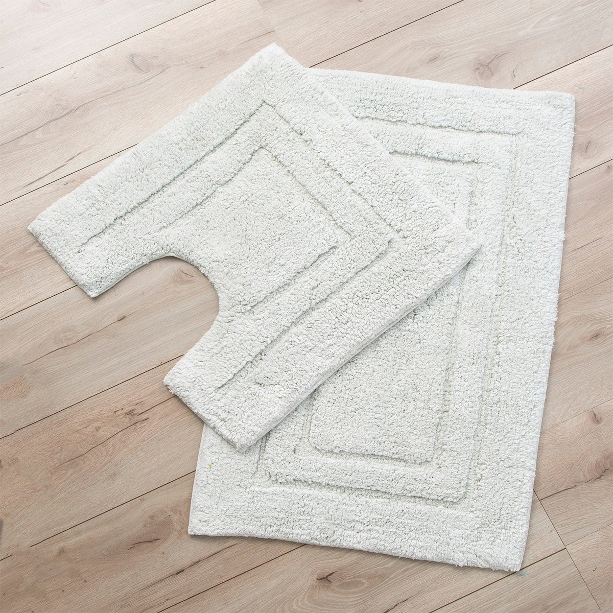 Renee Taylor 2200 GSM Tufted Cotton Bath Mat Set - Vapour (2 Piece with Contour Pedestal)
