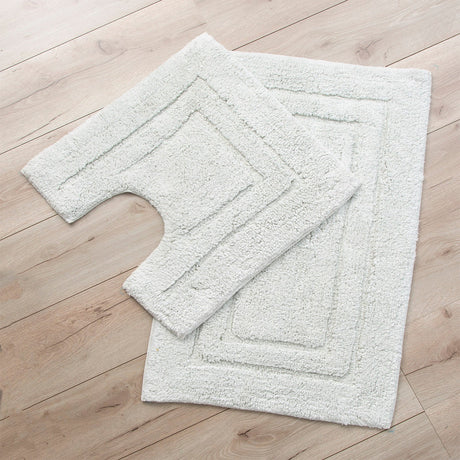 Renee Taylor 2200 GSM Tufted Cotton Bath Mat Set - Vapour (2 Piece with Contour Pedestal)