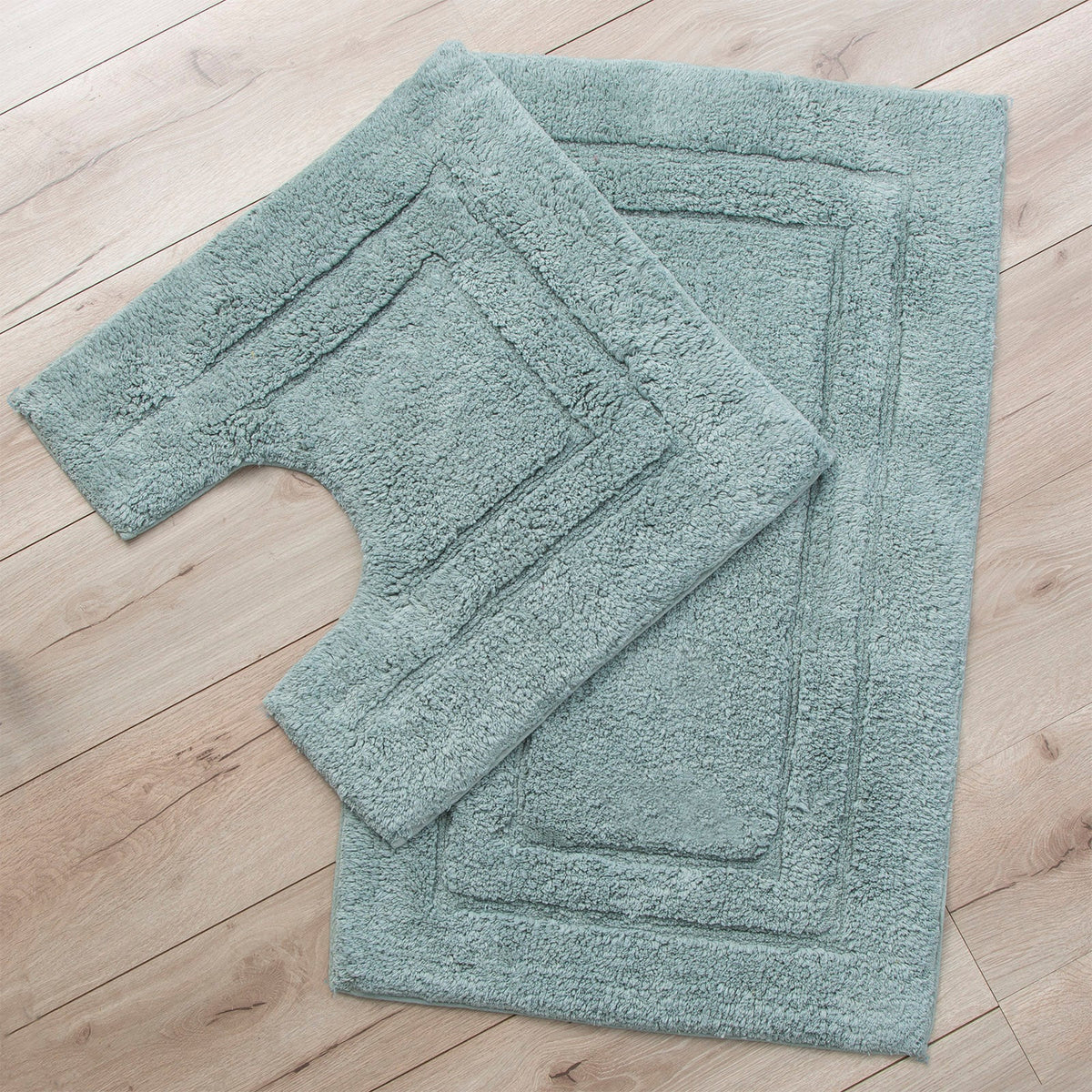 Renee Taylor 2200 GSM Tufted Cotton Bath Mat Set - Grey Mist (2 Piece with Contour Pedestal)