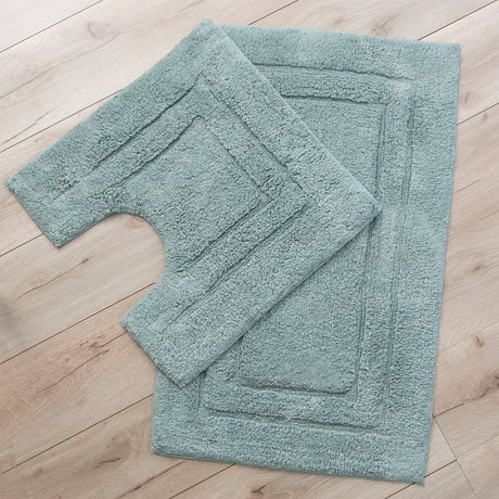 Renee Taylor 2200 GSM Tufted Cotton Bath Mat Set - Grey Mist (2 Piece with Contour Pedestal)
