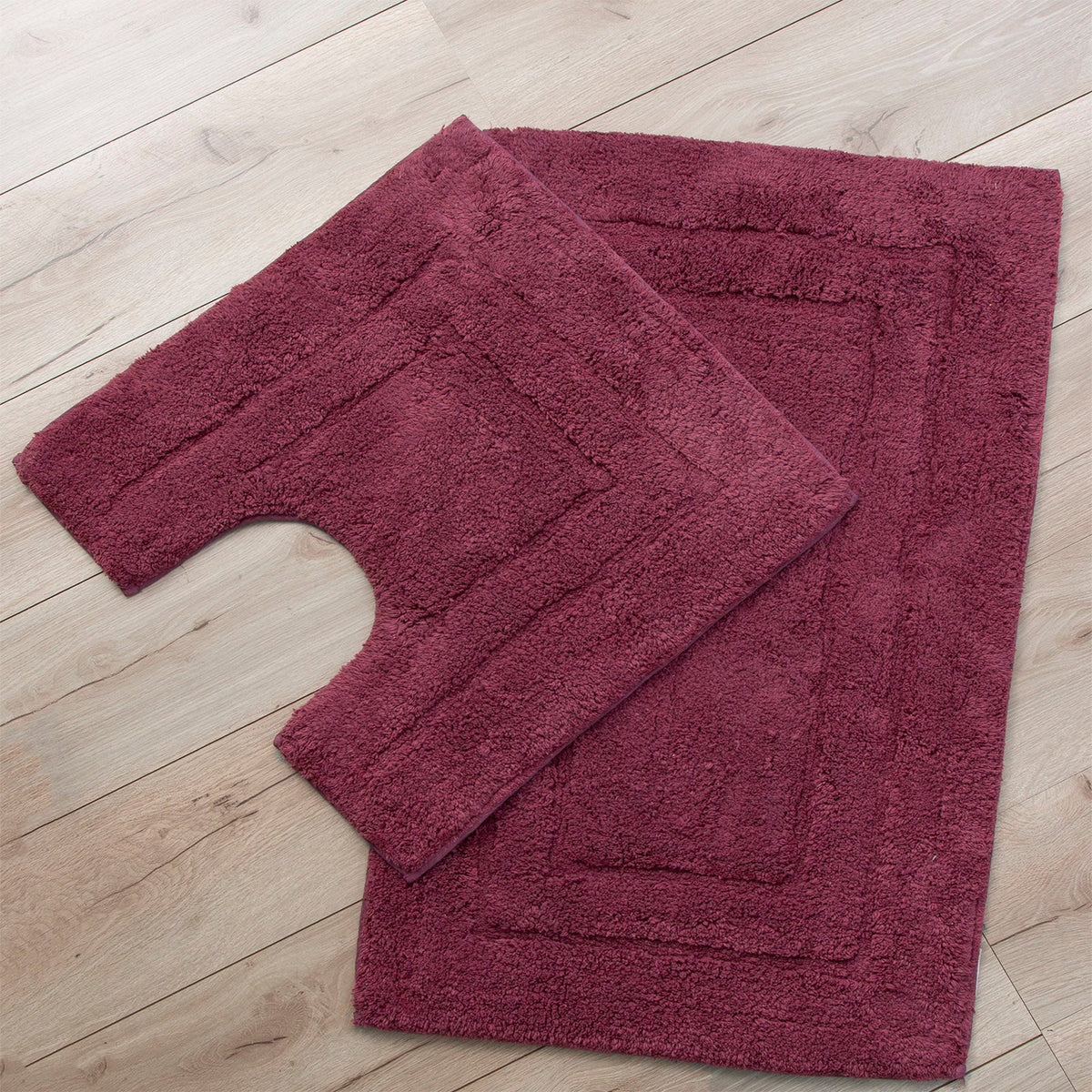 Renee Taylor 2200 GSM Tufted Cotton Bath Mat Set - Rosebud (2 Piece with Contour Pedestal)