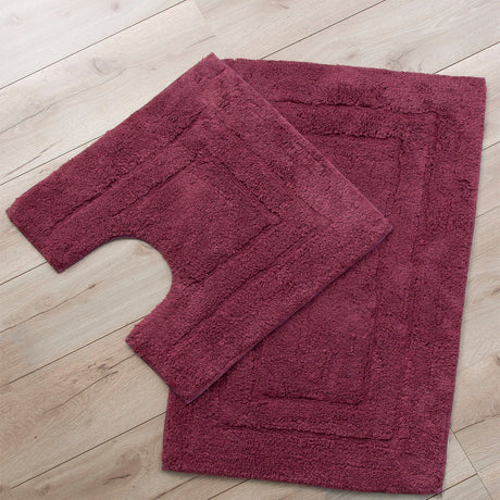 Renee Taylor 2200 GSM Tufted Cotton Bath Mat Set - Rosebud (2 Piece with Contour Pedestal)