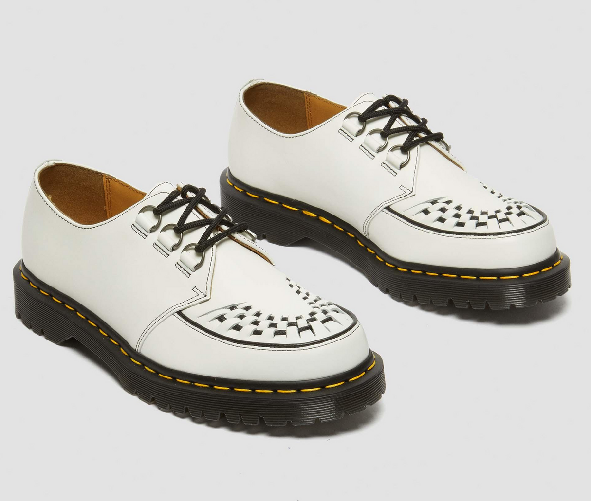 Dr. Martens Ramsey Smooth Leather Creepers Shoes in White Smooth
