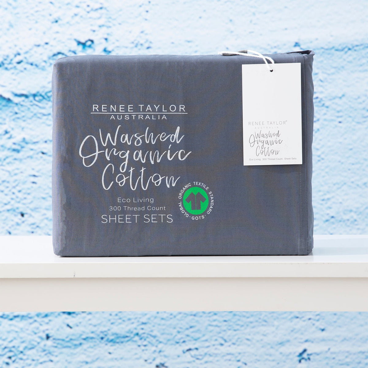 Renee Taylor 300TC Organic Cotton Sheet Set - Turbulence (GOTS Certified)