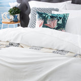Renee Taylor Solana 250TC Washed Cotton Quilt Cover Set - White (OEKO-TEX Certified)