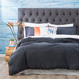 Renee Taylor Solana 250TC Washed Cotton Quilt Cover Set - Blue (OEKO-TEX Certified)