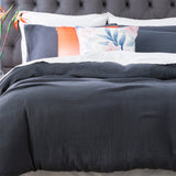 Renee Taylor Solana 250TC Washed Cotton Quilt Cover Set - Blue (OEKO-TEX Certified)