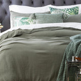 Renee Taylor Solana 250TC Washed Cotton Quilt Cover Set - Fern (OEKO-TEX Certified)