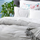 Renee Taylor Solana 250TC Washed Cotton Quilt Cover Set - Silver (OEKO-TEX Certified)