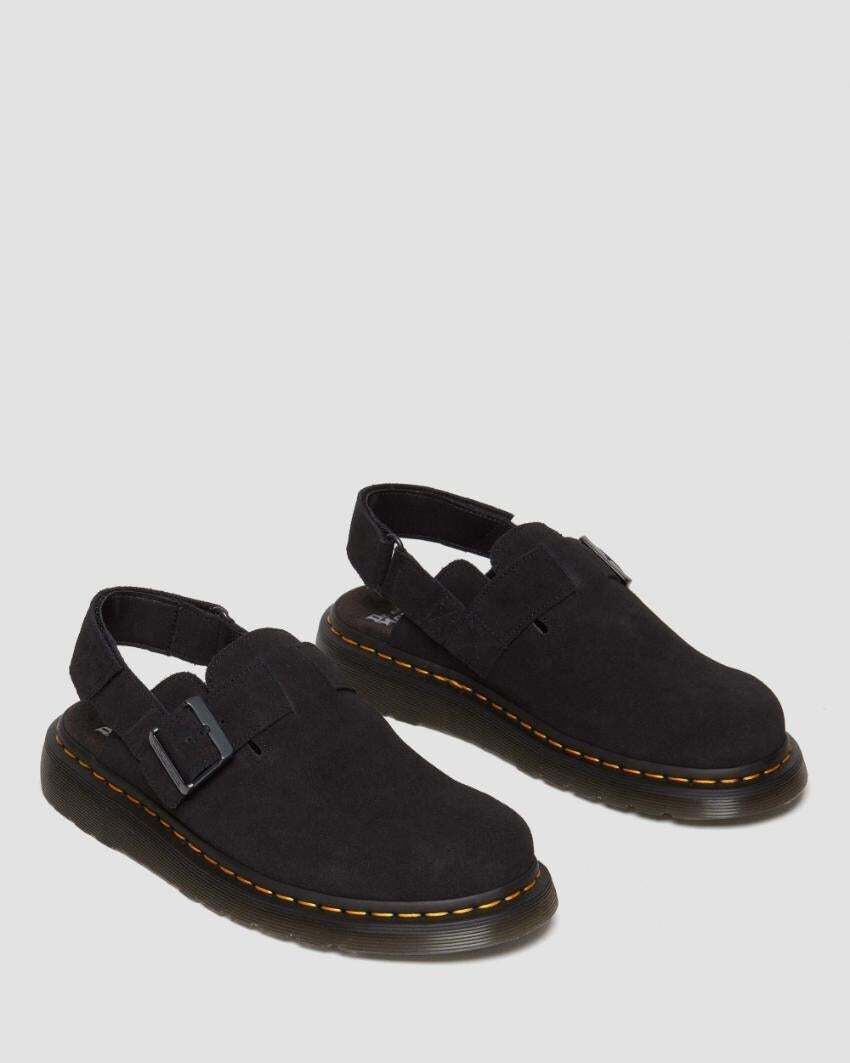 Dr. Martens Jorge II Sling Back Clogs (Suede Slip On Sandals) - Black