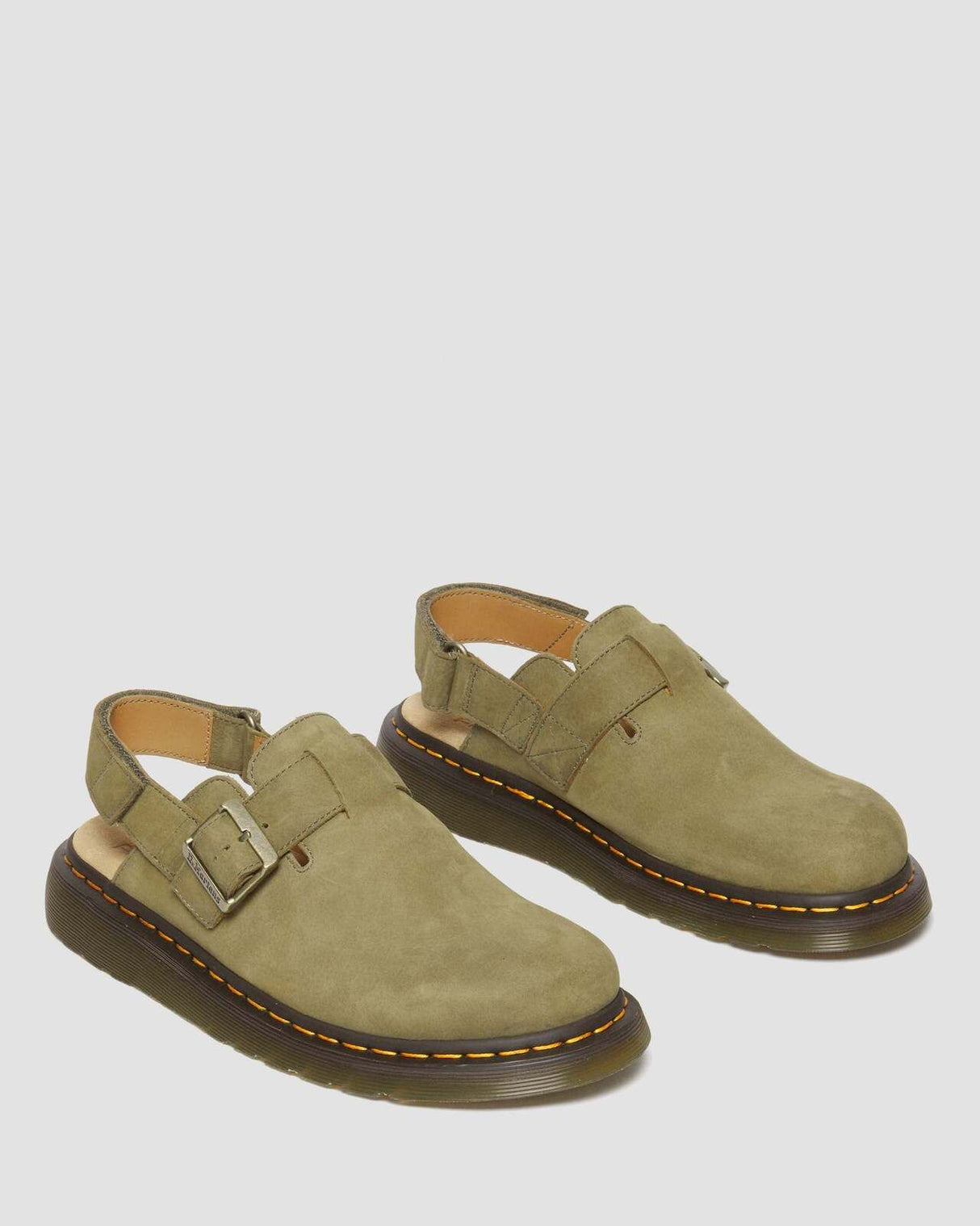 Dr. Martens Jorge II Sling Back Clogs (Nubuck Slip On Sandals) - Olive