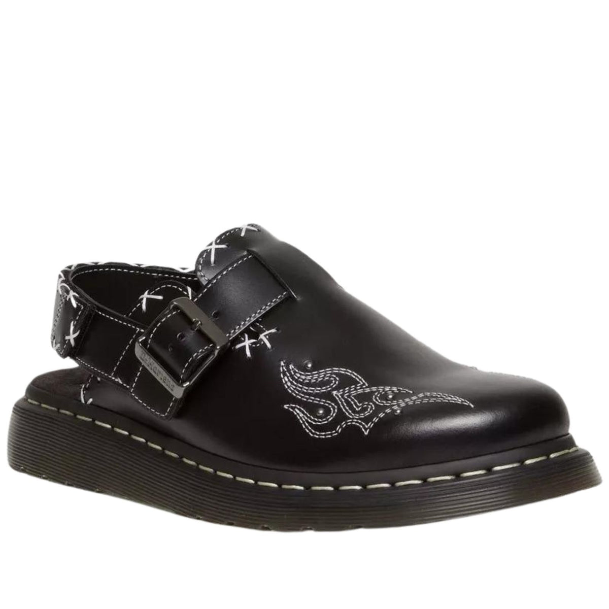 Dr. Martens Womens Jorge II Gothic Americana Leather Slingback Mules - Black (Clogs/Sandals)