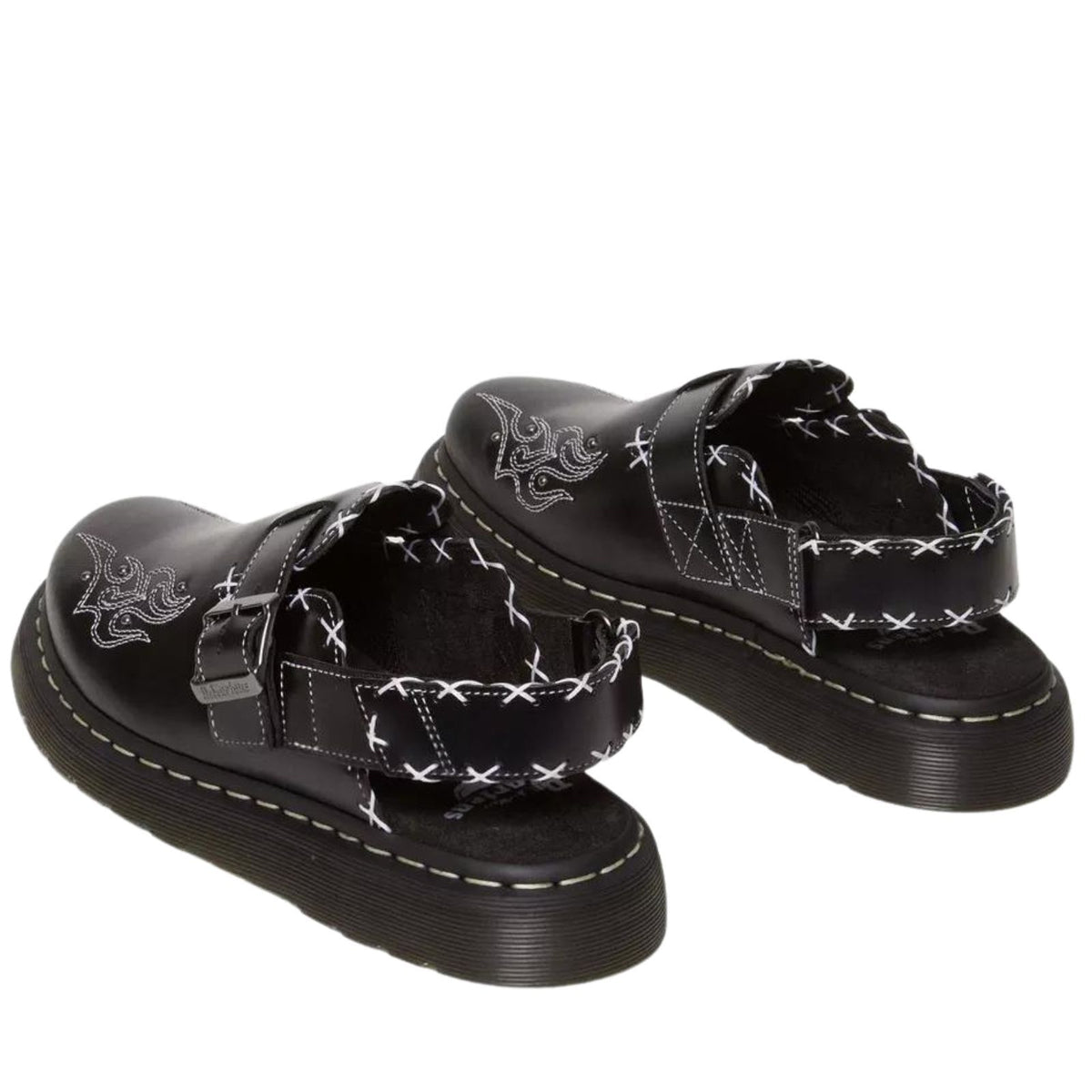 Dr. Martens Womens Jorge II Gothic Americana Leather Slingback Mules - Black (Clogs/Sandals)