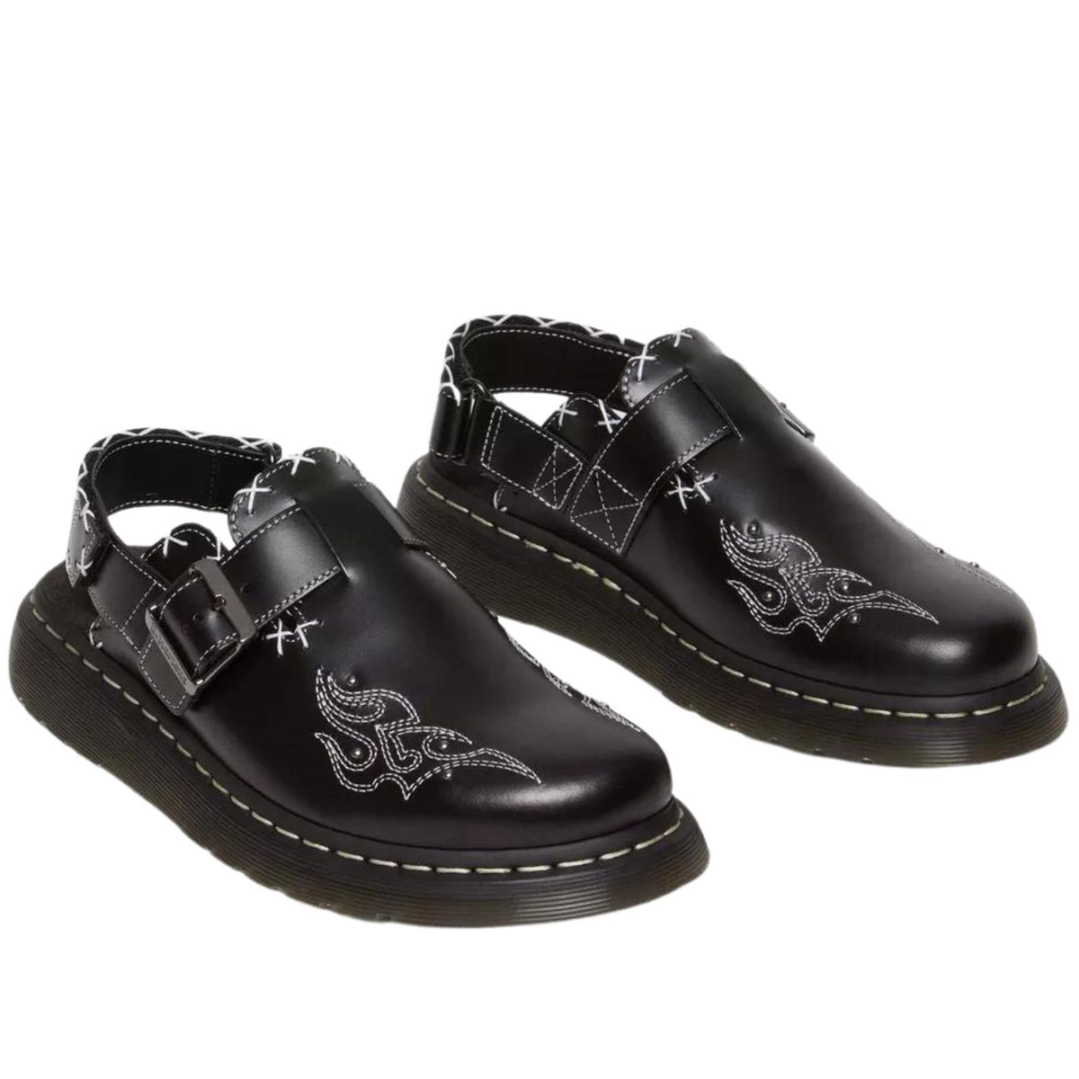 Dr. Martens Womens Jorge II Gothic Americana Leather Slingback Mules - Black (Clogs/Sandals)