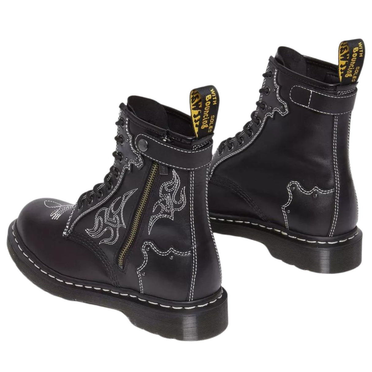 Dr. Martens 1460 Gothic Americana Leather Boots (8 Eye Lace Up) - Wanama Black