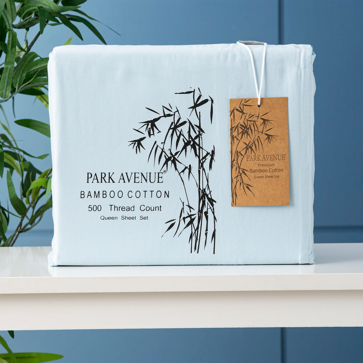 Park Avenue 500TC Natural Bamboo Cotton Kids Bed Sheet Set - Mid Blue (Anti-Wrinkle Satin Finish)