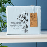 Park Avenue 500TC Natural Bamboo Cotton Bed Sheet Set - Mid Blue (Anti-Wrinkle Satin Finish)