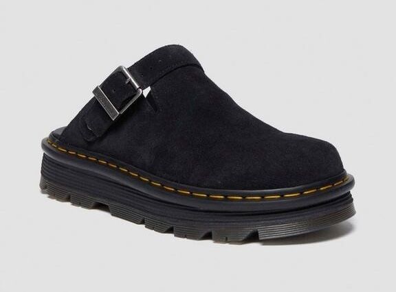 Dr. Martens Zebzag Platform Mule Sandals (Suede Unisex Slingback Clogs) - Black
