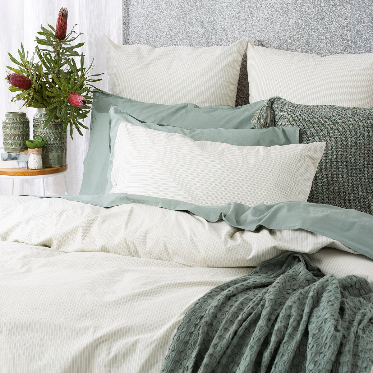 Renee Taylor Portofino Yarn Dyed Vintage Washed Cotton Quilt Cover Set - Forest