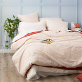 Renee Taylor Portofino Yarn Dyed Vintage Washed Cotton Quilt Cover Set - Clay