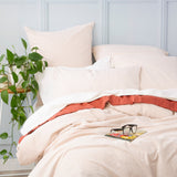 Renee Taylor Portofino Yarn Dyed Vintage Washed Cotton Quilt Cover Set - Clay