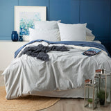 Renee Taylor Portofino Yarn Dyed Vintage Washed Cotton Quilt Cover Set - Blue