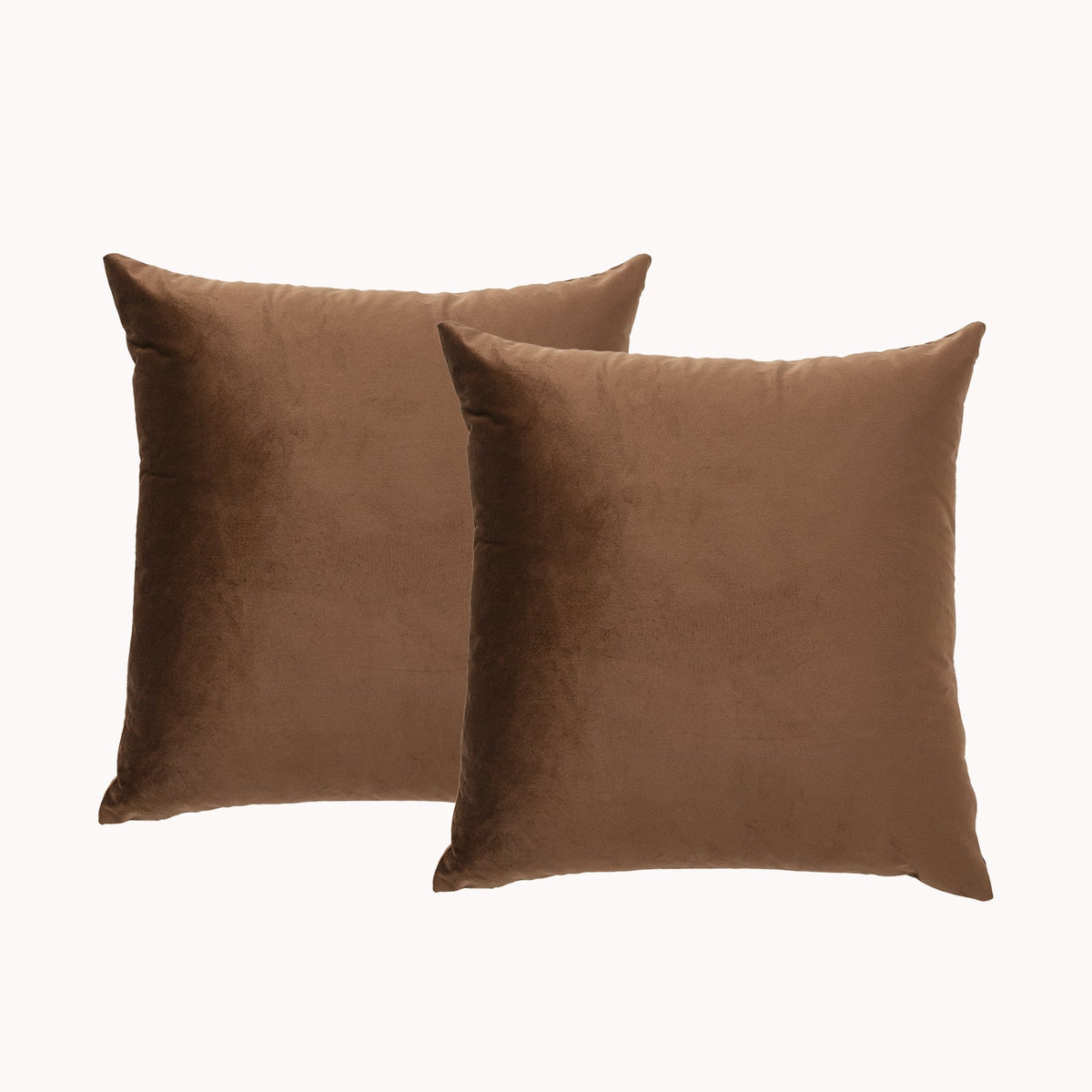 2x Renee Taylor Printed Poly Velvet Cushion - Toffee (Square Decorative Throw Pillow Twin Pack - 50 x 50cm)
